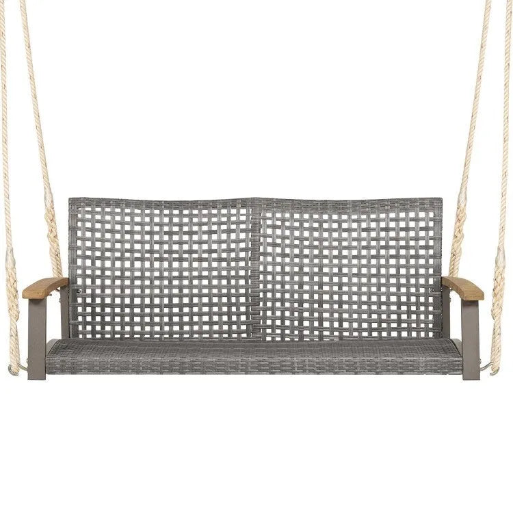 2-Person Patio Wicker Hanging Swing Chair - 55  x 27  x 21.5  (L x W x H)