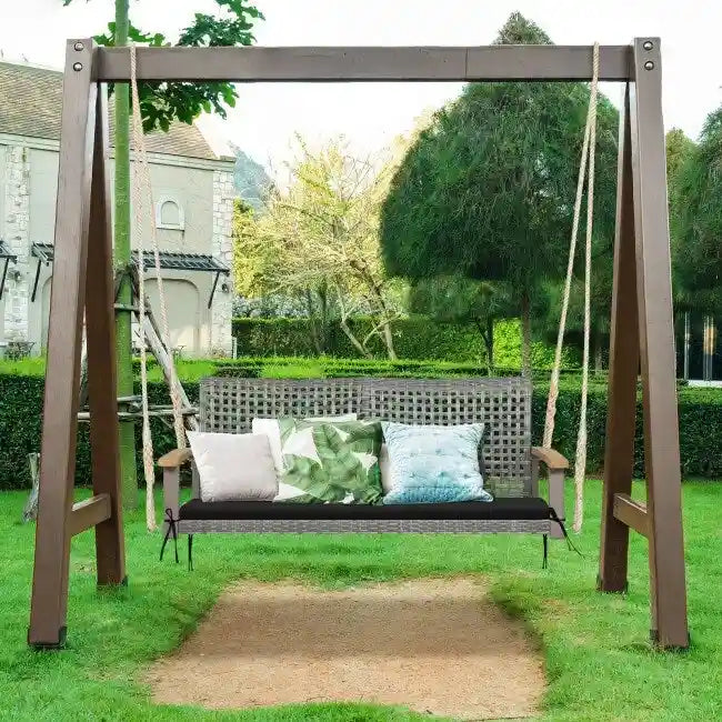 2-Person Patio Wicker Hanging Swing Chair - 55  x 27  x 21.5  (L x W x H)
