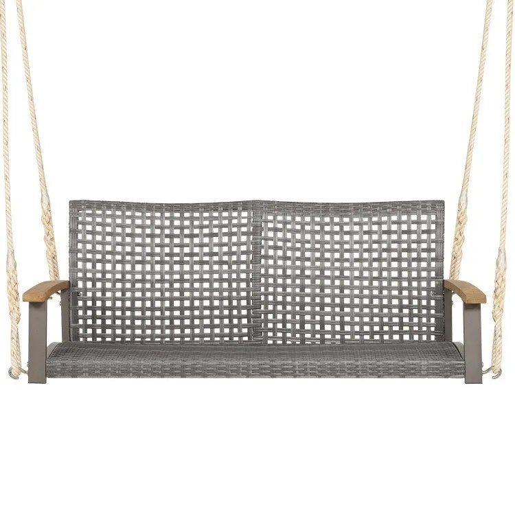 2-Person Patio Wicker Hanging Swing Chair - 55  x 27  x 21.5  (L x W x H)