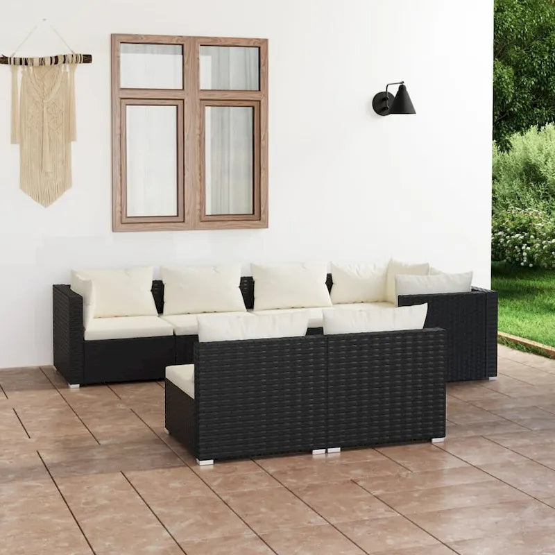 vidaXL Patio Lounge Set Outdoor Sectional Sofa Set Table Garden Poly Rattan - 27.6  x 27.6  x 23.8 