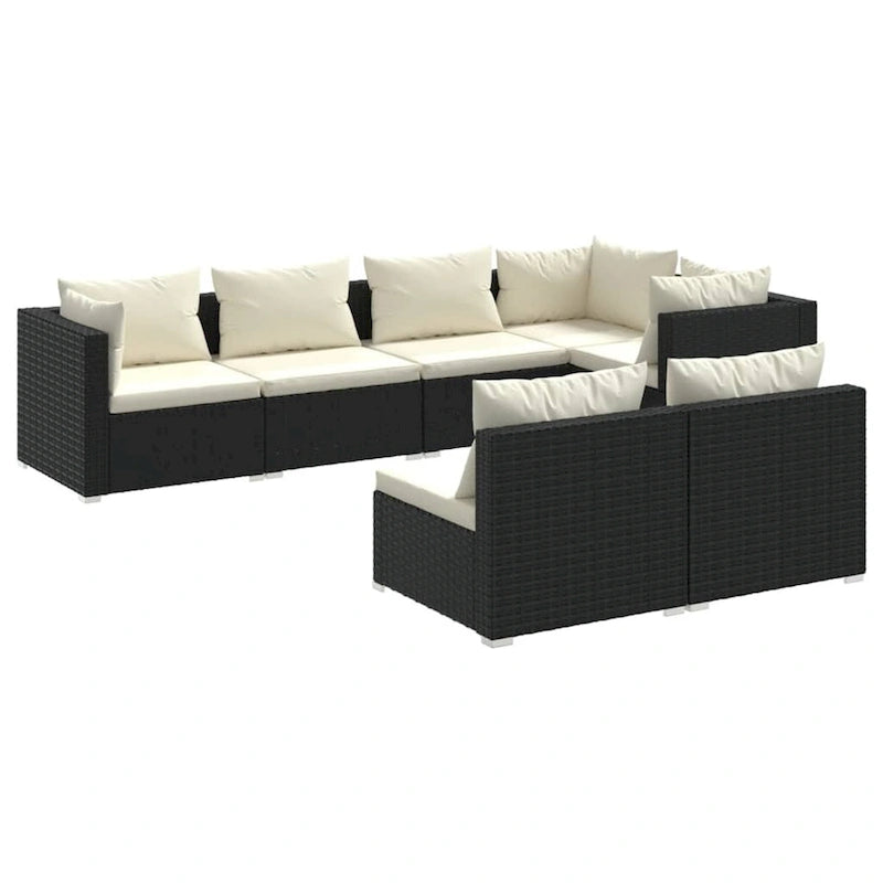 vidaXL Patio Lounge Set Outdoor Sectional Sofa Set Table Garden Poly Rattan - 27.6  x 27.6  x 23.8
