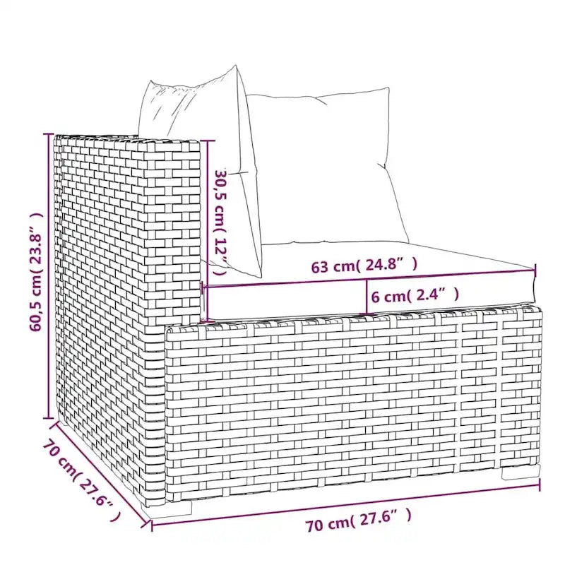 vidaXL Patio Lounge Set Outdoor Sectional Sofa Set Table Garden Poly Rattan - 27.6  x 27.6  x 23.8