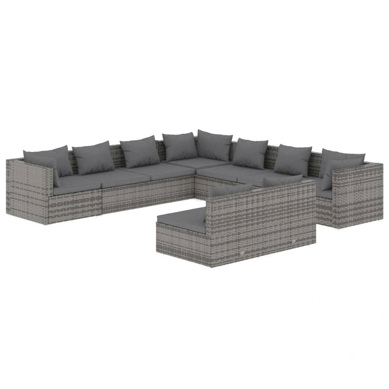 vidaXL Patio Lounge Set Outdoor Sectional Sofa Set Table Garden Poly Rattan - 27.6  x 27.6  x 23.8