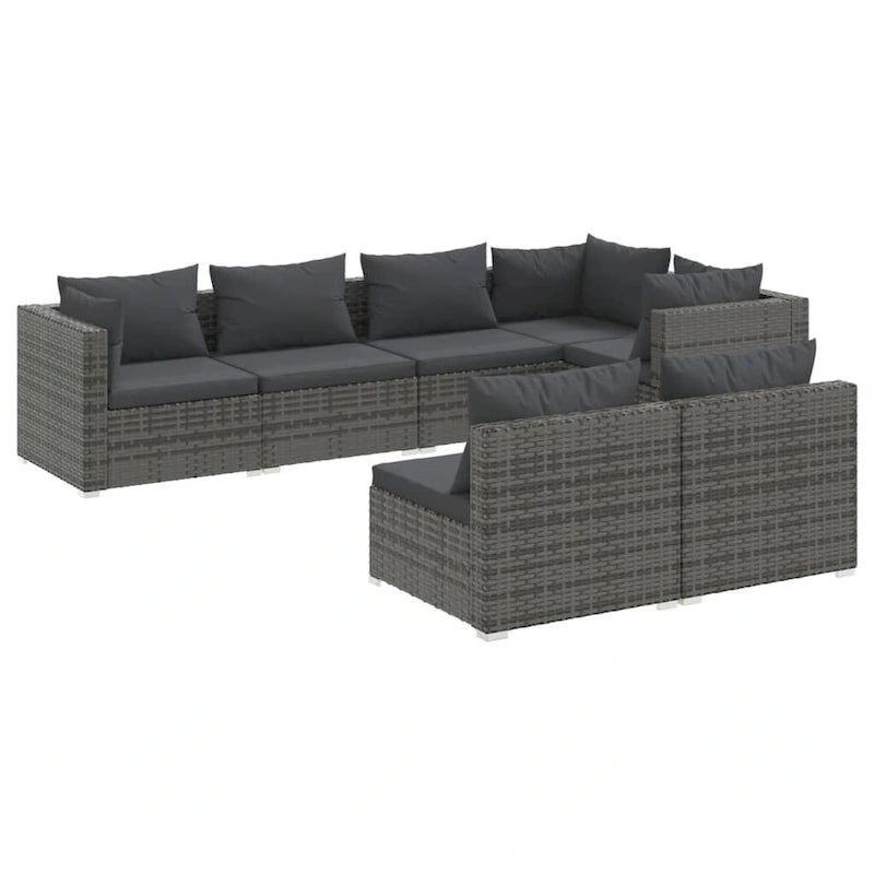 vidaXL Patio Lounge Set Outdoor Sectional Sofa Set Table Garden Poly Rattan - 27.6  x 27.6  x 23.8