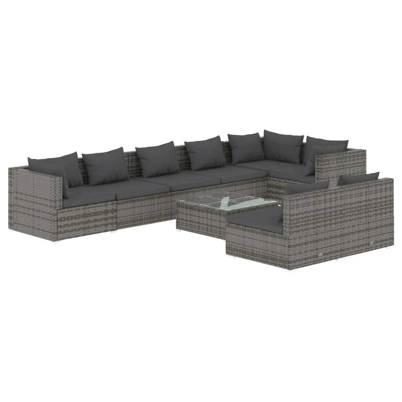 vidaXL Patio Lounge Set Outdoor Sectional Sofa Set Table Garden Poly Rattan - 27.6  x 27.6  x 23.8