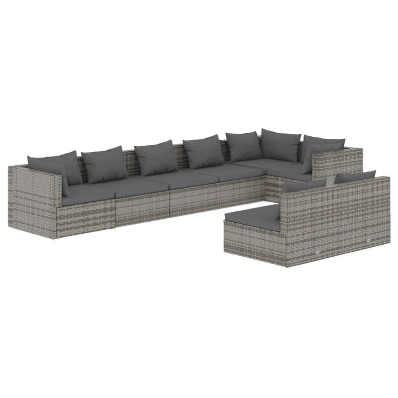 vidaXL Patio Lounge Set Outdoor Sectional Sofa Set Table Garden Poly Rattan - 27.6  x 27.6  x 23.8
