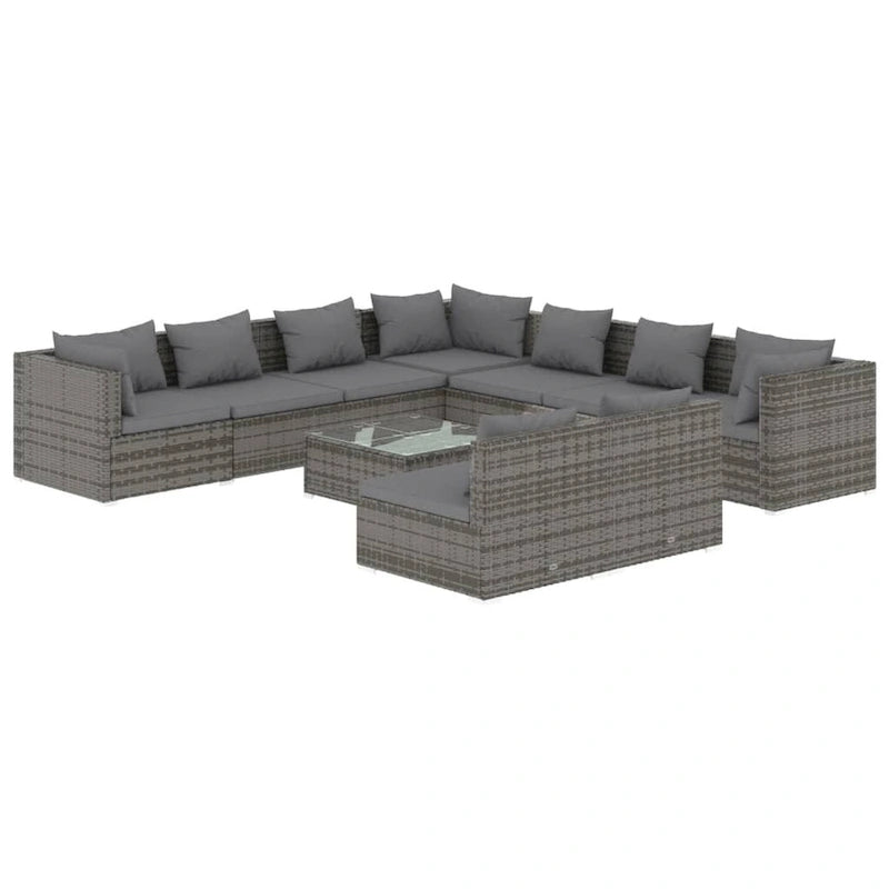 vidaXL Patio Lounge Set Outdoor Sectional Sofa Set Table Garden Poly Rattan - 27.6  x 27.6  x 23.8