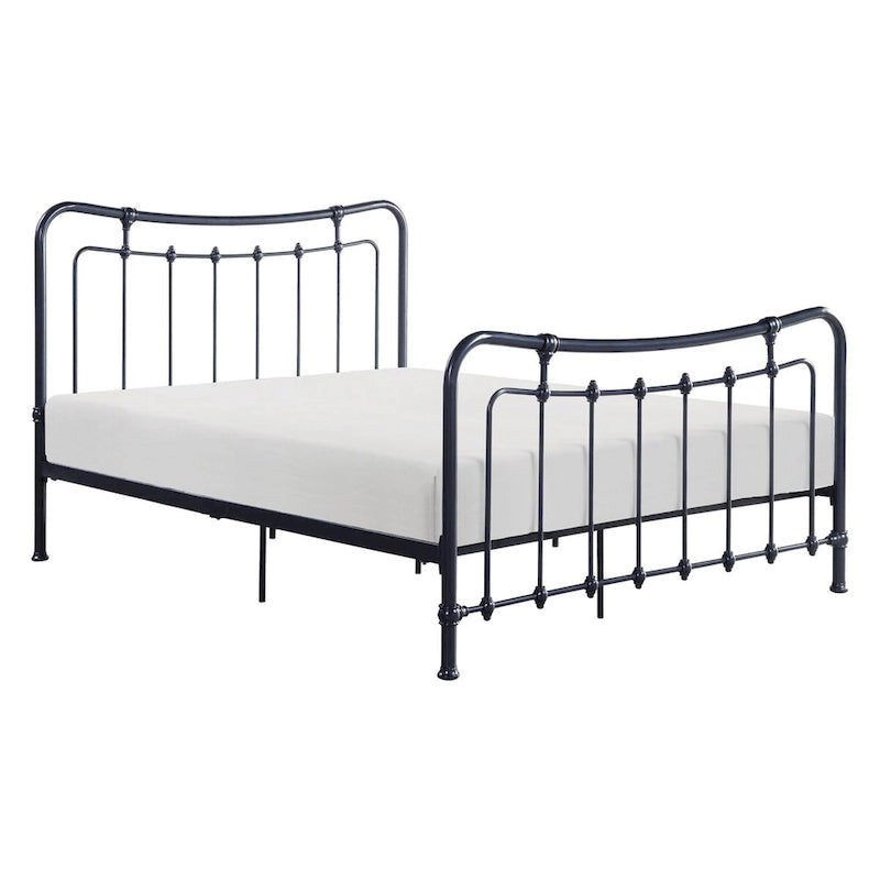 Engel Full Size Bed, Metal Spindle Frame in Gray Finish, Traditional Style