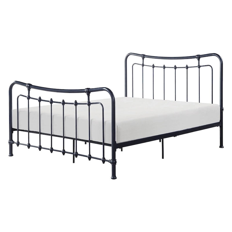Full Size Metal Spindle Bed Frame – Gray, Traditional Style