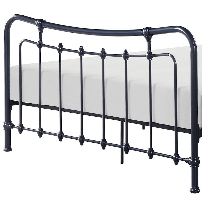Full Size Metal Spindle Bed Frame – Gray, Traditional Style