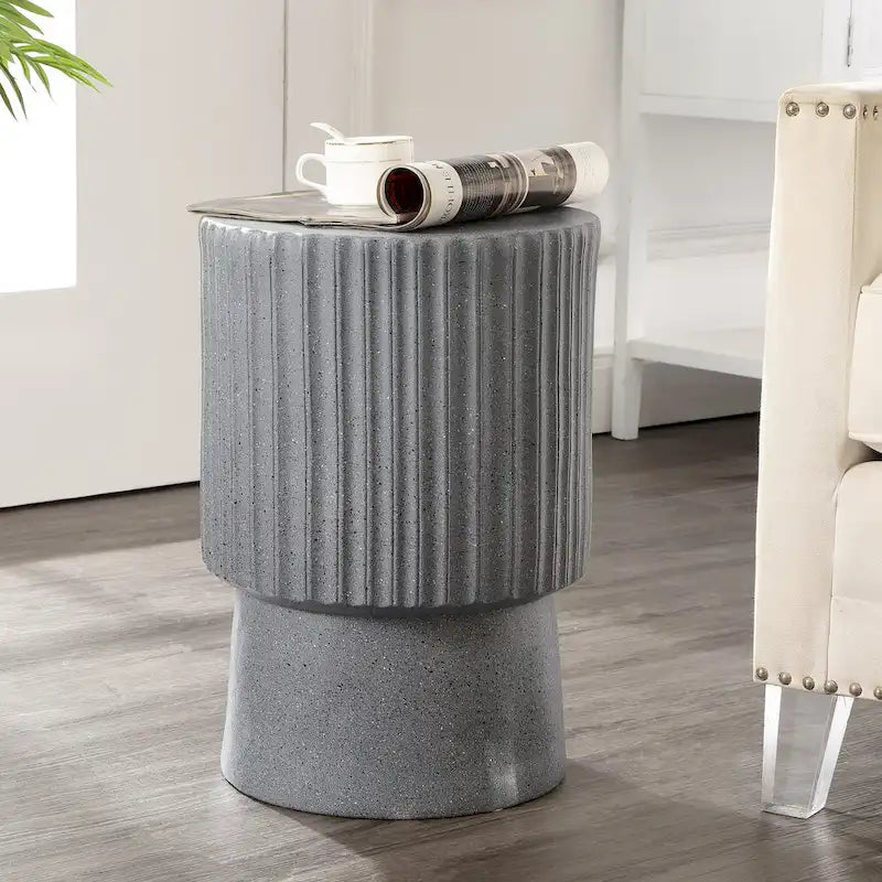 Kline 19  Modern Art Deco Tambour Accent Table , by JONATHAN Y