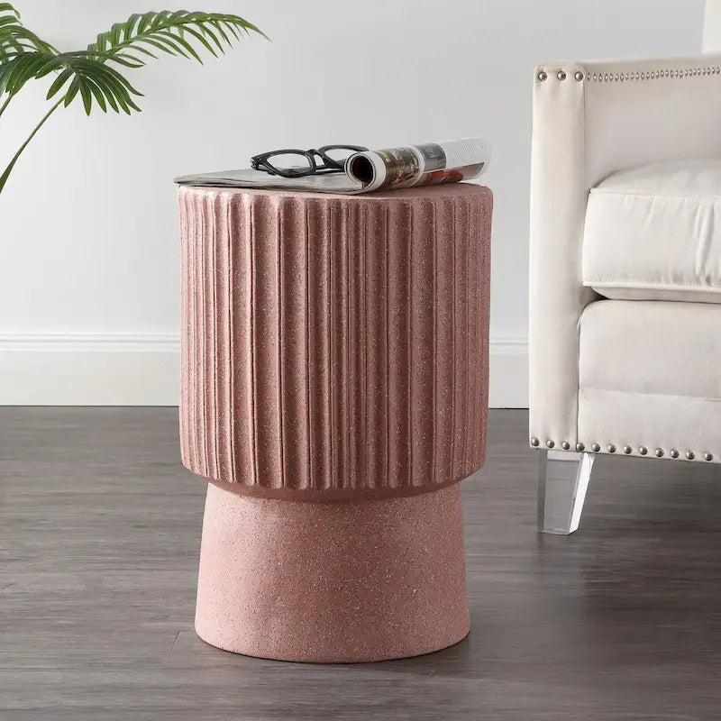 Kline 19  Modern Art Deco Tambour Accent Table , by JONATHAN Y