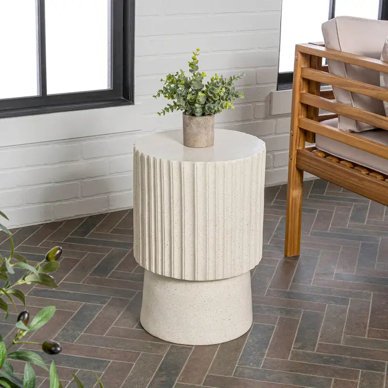 Kline 19  Modern Art Deco Tambour Accent Table , by JONATHAN Y