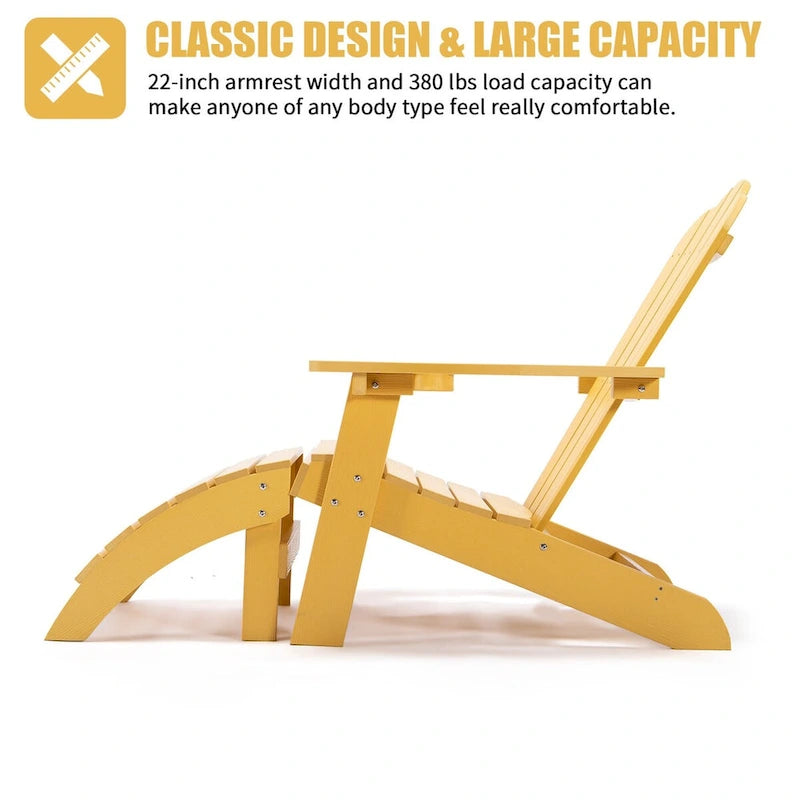 Adirondack Ottoman Footstool for Outdoor Patio Garden Porch