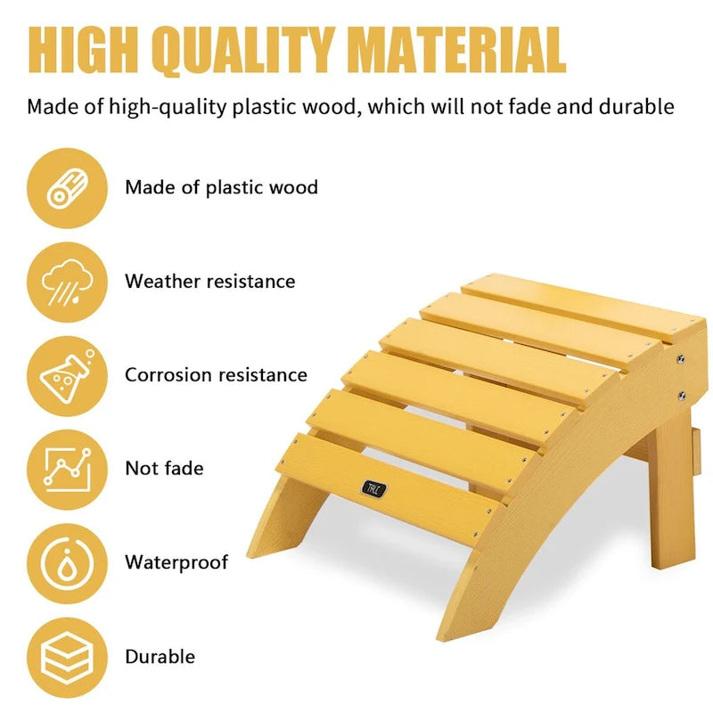 Adirondack Ottoman Footstool for Outdoor Patio Garden Porch