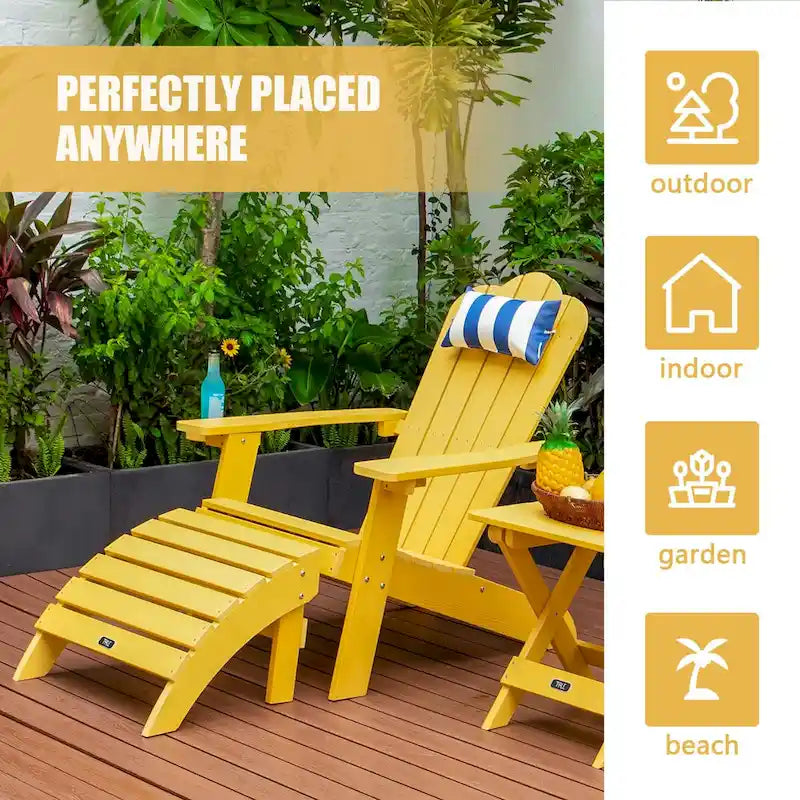 Adirondack Ottoman Footstool for Outdoor Patio Garden Porch