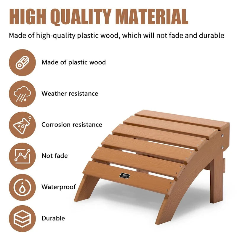 Adirondack Ottoman Footstool for Outdoor Patio Garden Porch