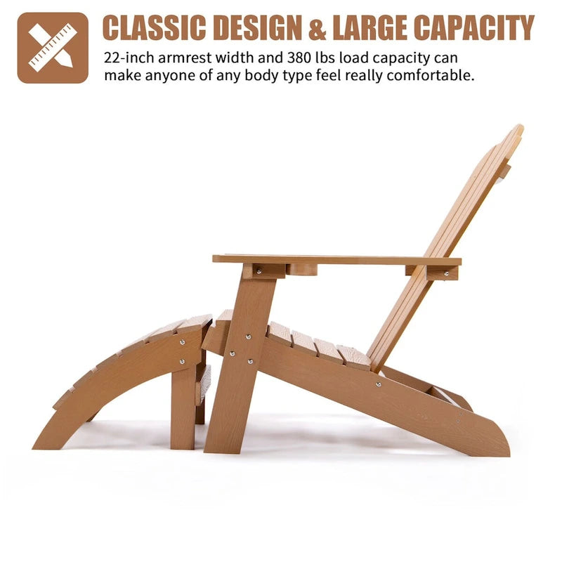 Adirondack Ottoman Footstool for Outdoor Patio Garden Porch