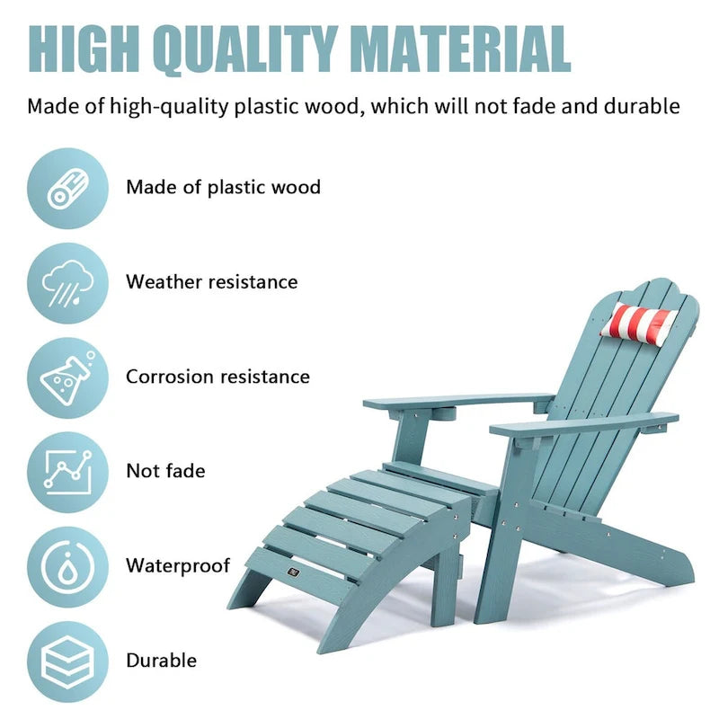 Adirondack Ottoman Footstool for Outdoor Patio Garden Porch