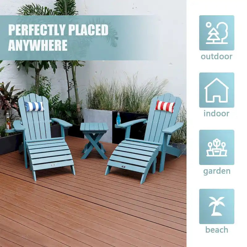 Adirondack Ottoman Footstool for Outdoor Patio Garden Porch