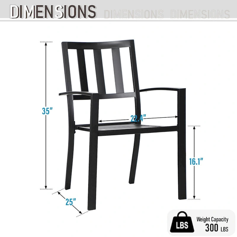 MAISON ARTS Faux Wood/ Steel 7-piece Patio Dining Set with 6 Stackable Chairs