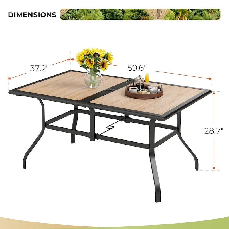 MAISON ARTS Faux Wood/ Steel 7-piece Patio Dining Set with 6 Stackable Chairs