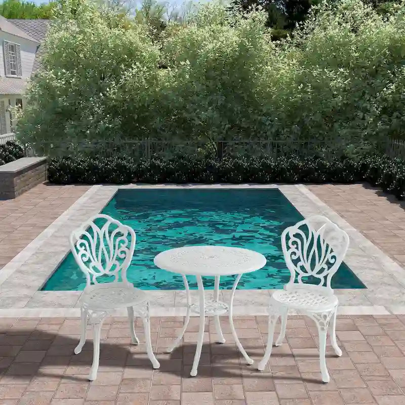 3-Piece Cast Aluminum Bistro Table and Chairs Set