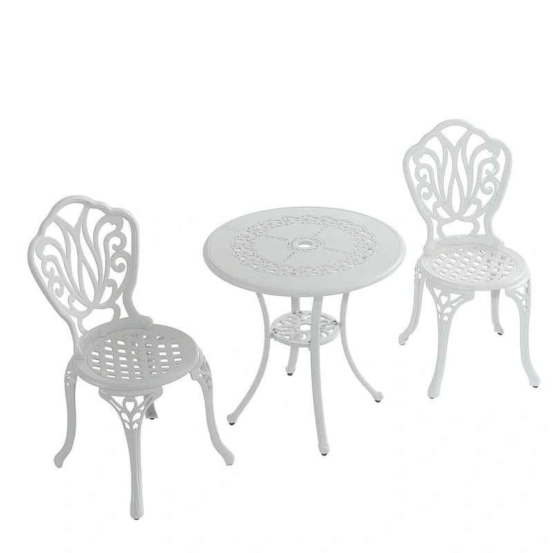 3-Piece Cast Aluminum Bistro Table and Chairs Set