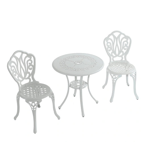3-Piece Cast Aluminum Bistro Table and Chairs Set