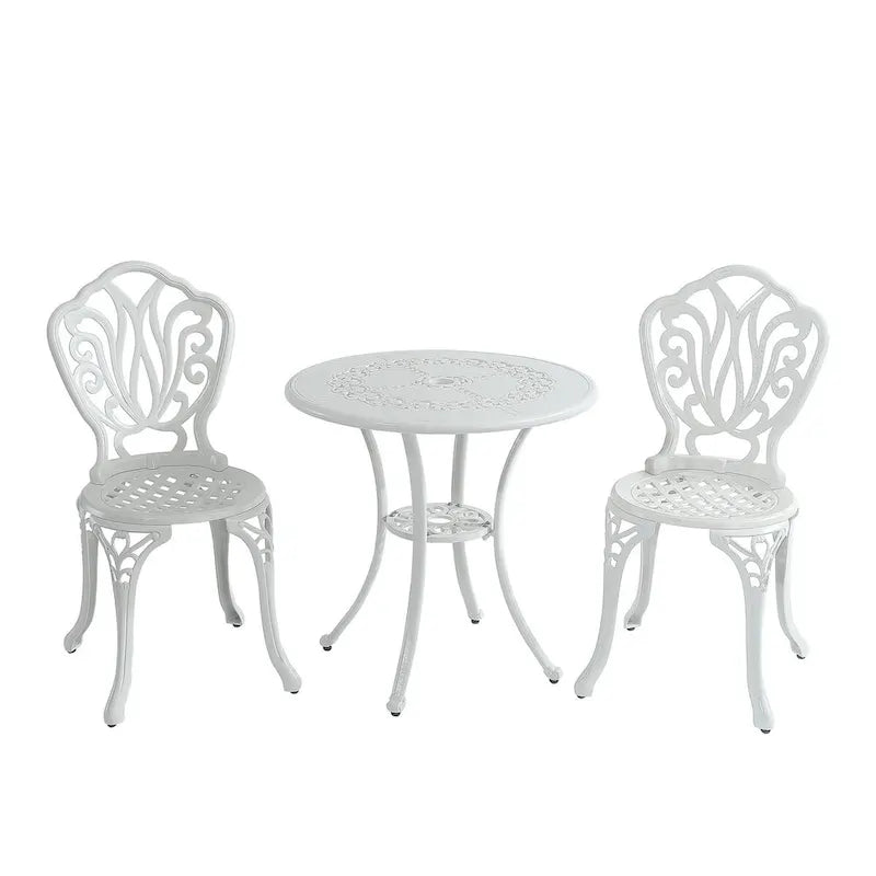 3-Piece Cast Aluminum Bistro Table and Chairs Set