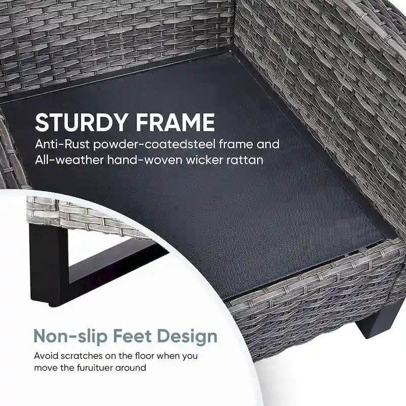 Patio Oversize Patio Chairs Set of 3 - Grey