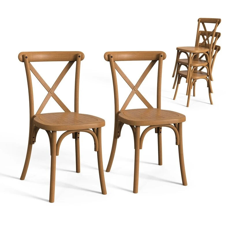 Patio Plastic Stackable Dining Chair Set (Set of 2)