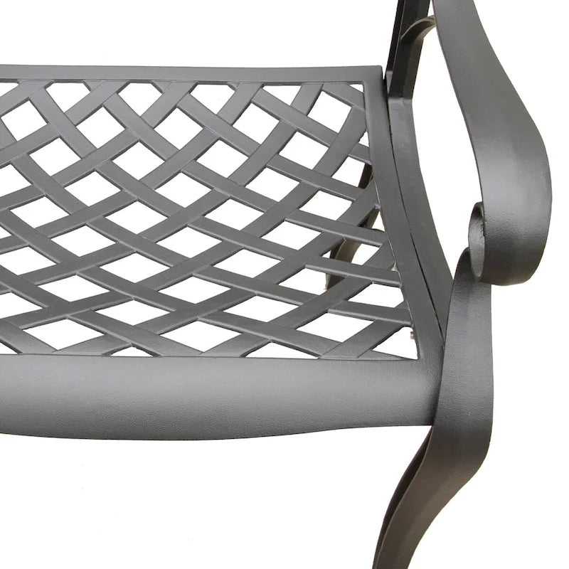 Modern Outdoor Mesh Lattice Aluminum 95-in Large Oval Patio Dining Set with Eight Arm Chairs - N/A