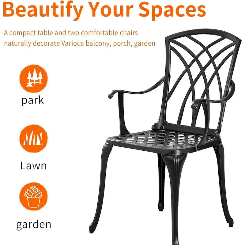 Round Patio Bistro Sets,Cast Aluminum Table and Chairs Set of 2