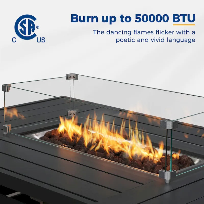 4 Pcs Patio Conversation Set with Propane Firepit