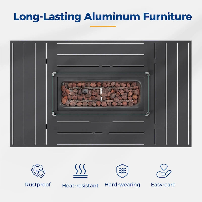 4 Pcs Patio Conversation Set with Propane Firepit