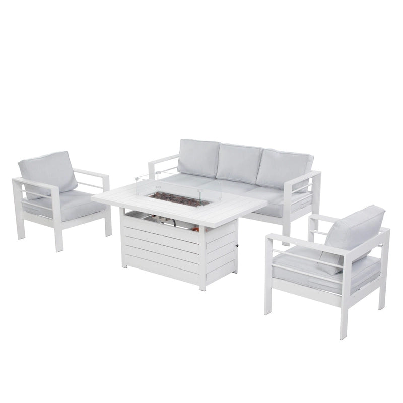 4 Pcs Patio Conversation Set with Propane Firepit