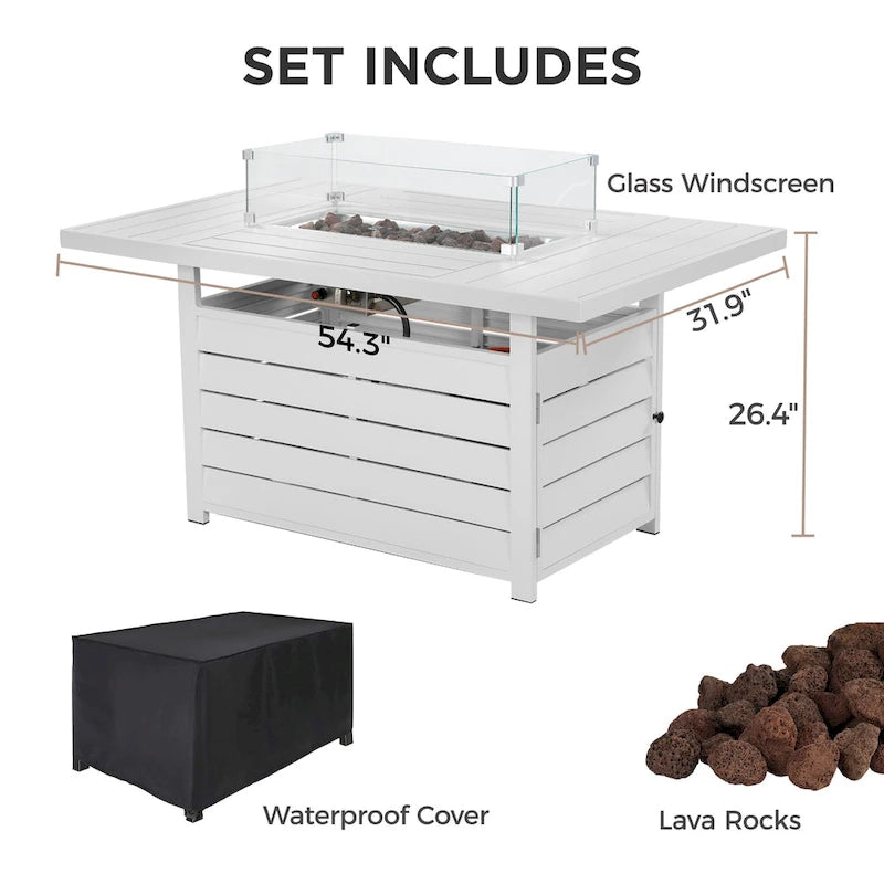 4 Pcs Patio Conversation Set with Propane Firepit