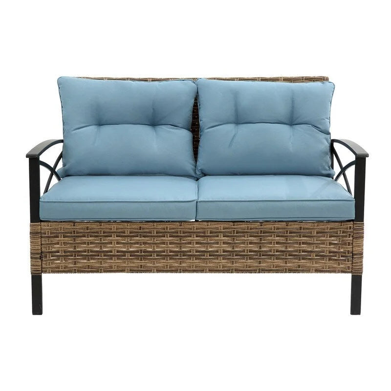 Outdoor 4 piece Rattan Wicker Conversation Sofa Set with Cushion