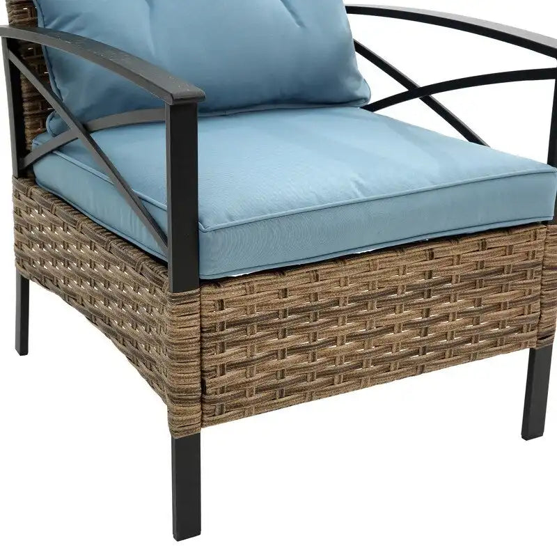 Outdoor 4 piece Rattan Wicker Conversation Sofa Set with Cushion