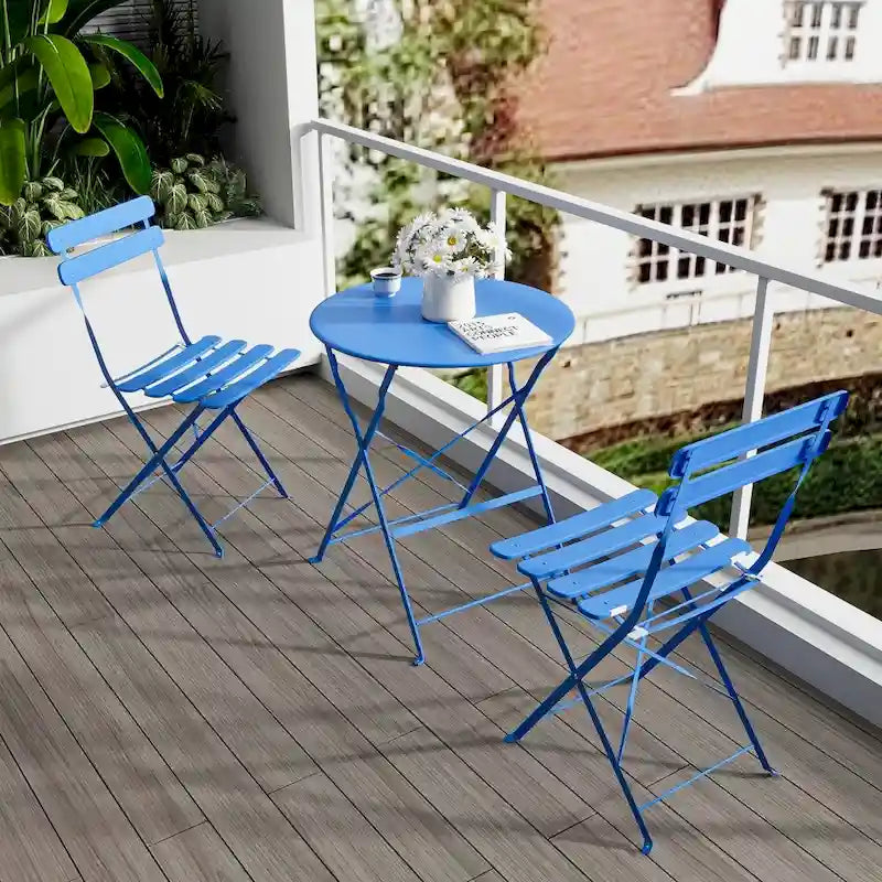 3 Pieces Patio Bistro Balcony Metal Chair Table Set - N/A