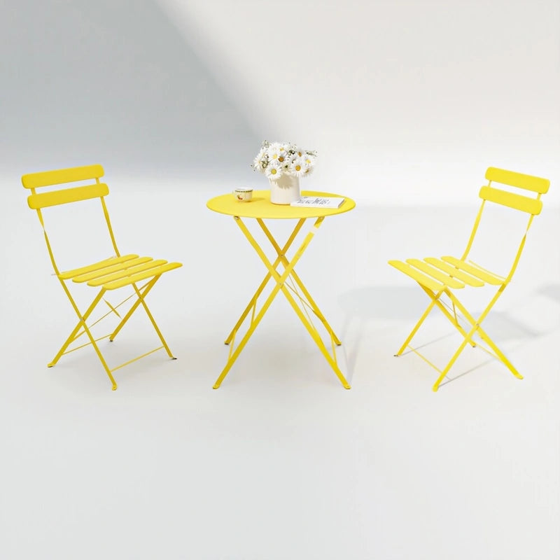 3 Pieces Patio Bistro Balcony Metal Chair Table Set - N/A