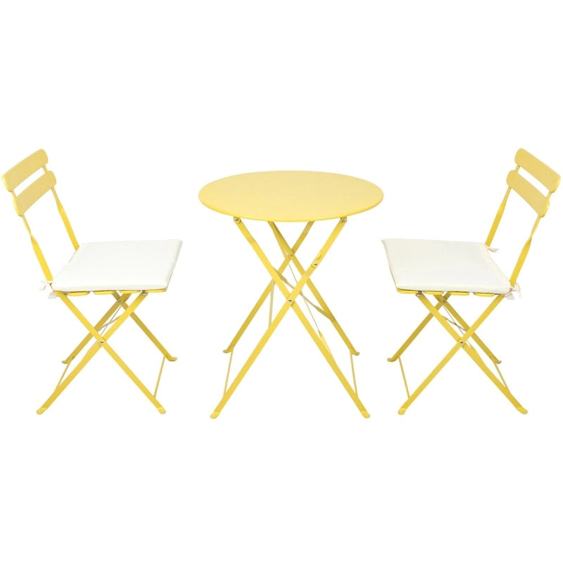 3 Pieces Patio Bistro Balcony Metal Chair Table Set - N/A