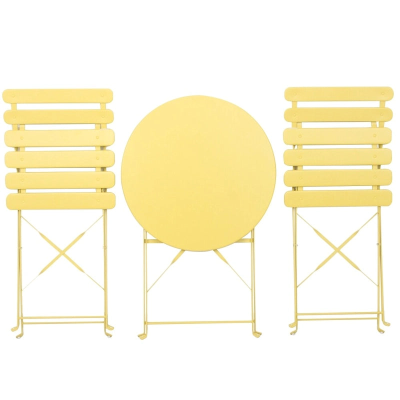 3 Pieces Patio Bistro Balcony Metal Chair Table Set - N/A