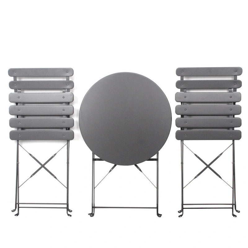 3 Pieces Patio Bistro Balcony Metal Chair Table Set - N/A