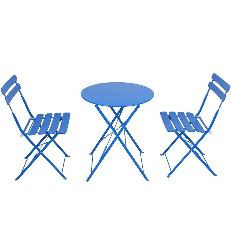 3 Pieces Patio Bistro Balcony Metal Chair Table Set - N/A