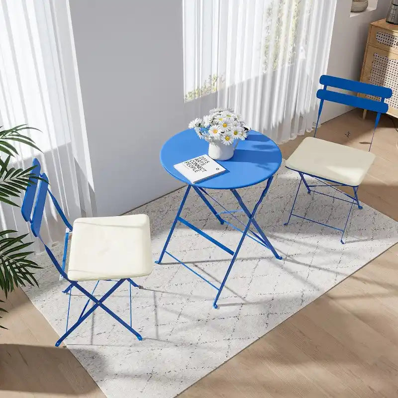 3 Pieces Patio Bistro Balcony Metal Chair Table Set - N/A