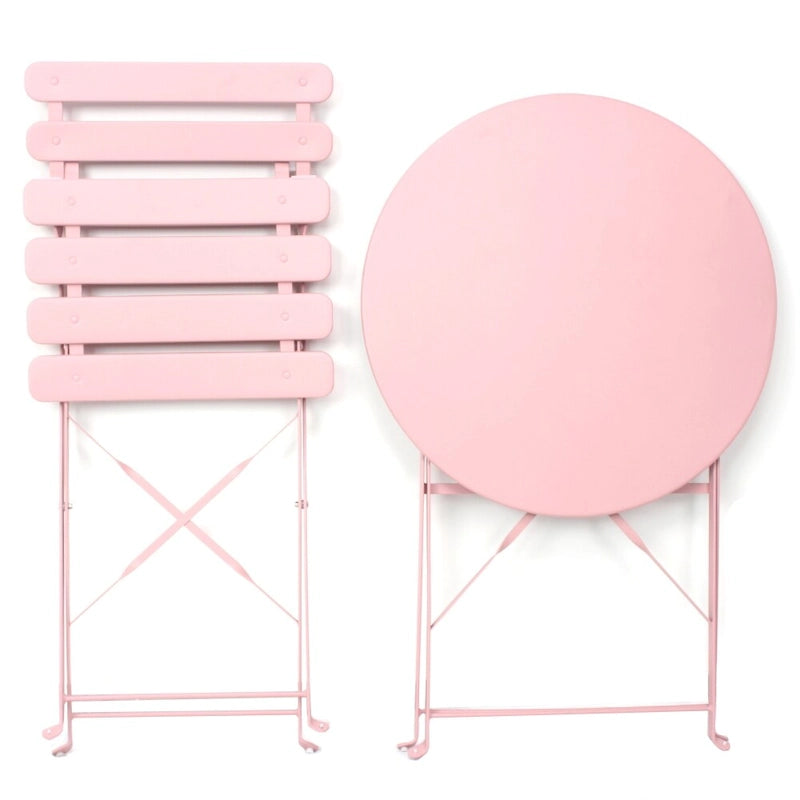 3 Pieces Patio Bistro Balcony Metal Chair Table Set - N/A