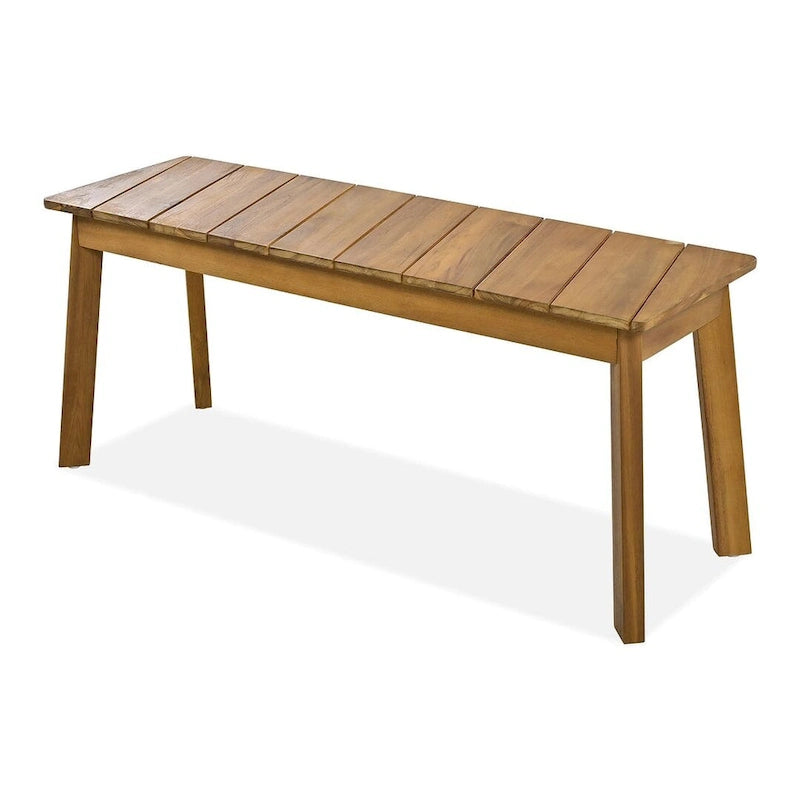 3 PCS OutdoorAcacia Wood Table Bench Dining Set With 2 Benches