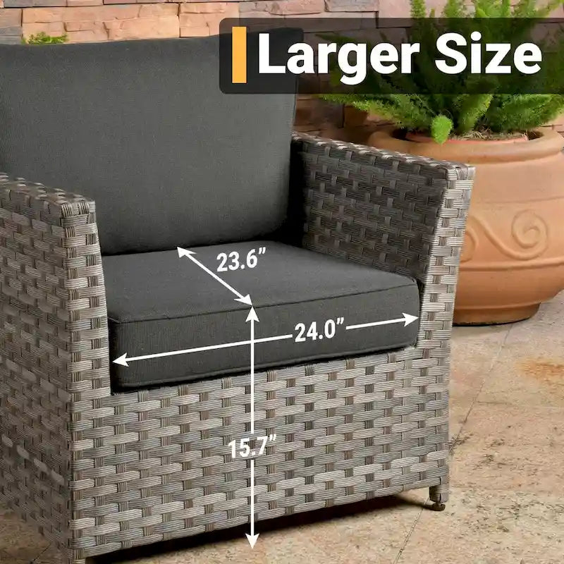 HOOOWOOO 10-piece Grey Wicker Patio Outdoor Furniture Set with Fire Pit